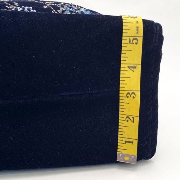 ZARA Navy Velvet Tote With Sequin Embroidery 14.5 x 15 NWOT - Picture 12 of 13